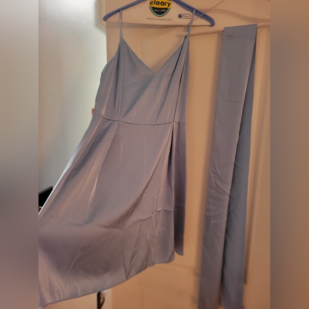 Elegant Light Blue Slip Dress - Picture 2 of 5